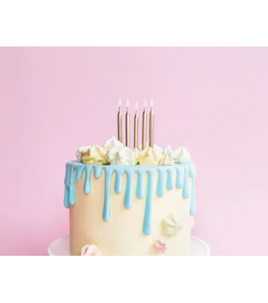 Świeczki niskie - złote - 6 sztuk