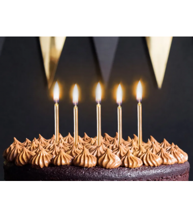 Świeczki niskie - złote - 6 sztuk