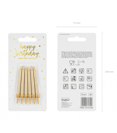 Świeczki niskie - złote - 6 sztuk