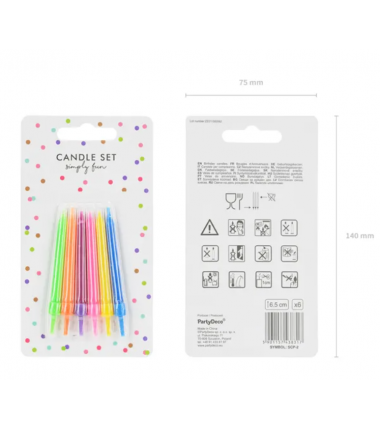 Świeczki niskie - kolorowe - 6 sztuk