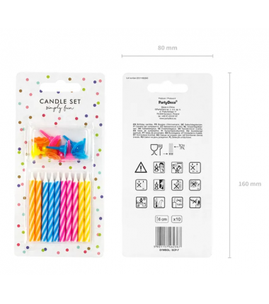 Świeczki niskie - kolorowe klasyczne - 10 sztuk