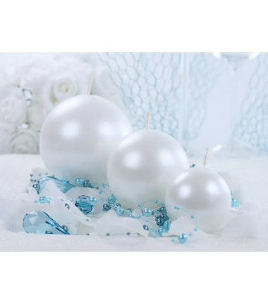 Świeca kula 8 cm - perłowa metalizowana - 1 sztuka