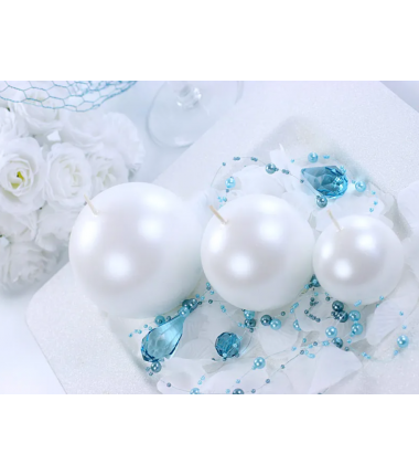 Świeca kula 8 cm - perłowa metalizowana - 1 sztuka