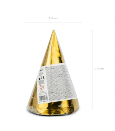 Czapeczki imprezowe złote - 6 sztuk