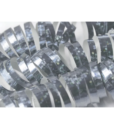 Serpentyna foliowa srebrna holograficzna - 18 sztuk