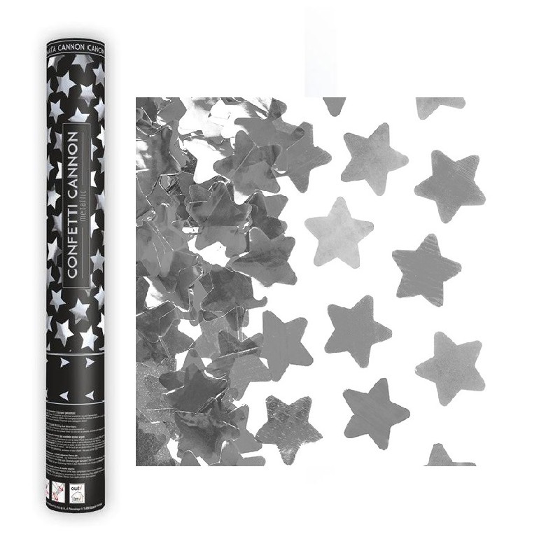 Tuba z Konfetti - srebrne gwiazdki
