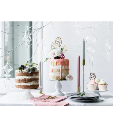 Osłonki na muffinki różowe ze złotym brzegiem - 6 sztuk