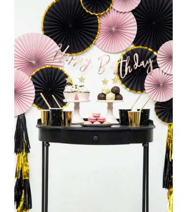 Osłonki na muffinki różowe ze złotym brzegiem - 6 sztuk