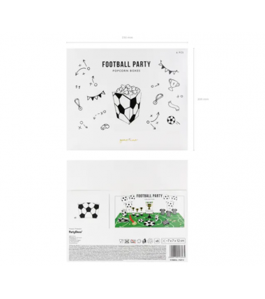 Pudełka na popcorn Piłka - 6 sztuk