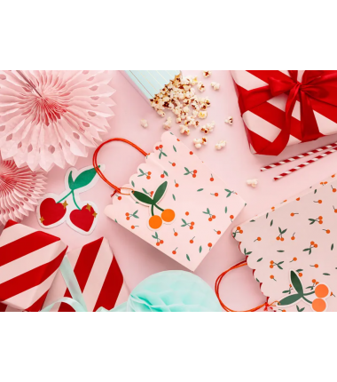 Pudełka na popcorn błękitne w złote paski - 6 sztuk