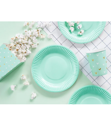 Pudełka na popcorn w białe i złote kropki - 6 sztuk