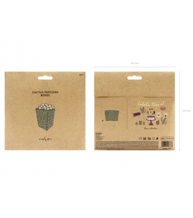 Pudełka na popcorn w białe i złote kropki - 6 sztuk