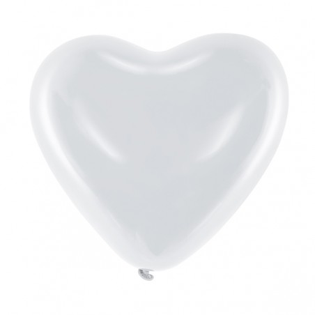 Balony lateksowe Serce - białe - 10 sztuk
