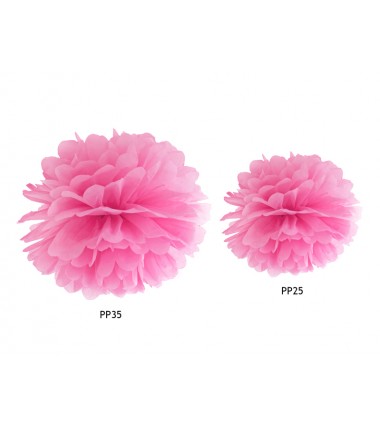 Pompon bibułowy różowy 25 cm - 1 sztuka