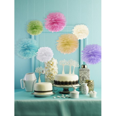 Pompon bibułowy biały 25 cm - 1 sztuka