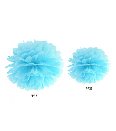 Pompon bibułowy błękitny 25 cm - 1 sztuka
