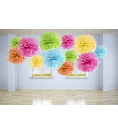 Pompon bibułowy błękitny 25 cm - 1 sztuka