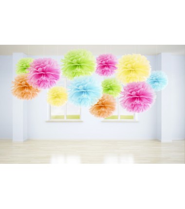 Pompon bibułowy błękitny 25 cm - 1 sztuka