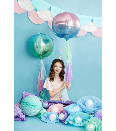 Pompon bibułowy błękitny 25 cm - 1 sztuka