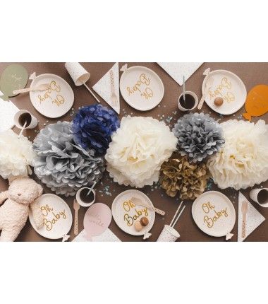 Pompon bibułowy srebrny 25 cm - 1 sztuka