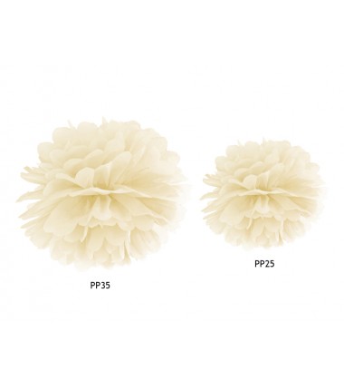 Pompon bibułowy kremowy 25 cm - 1 sztuka