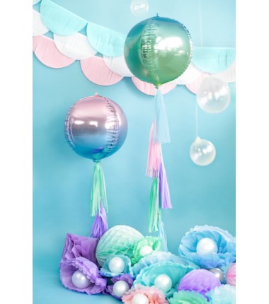 Pompon bibułowy niebieski 25 cm - 1 sztuka