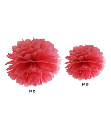Pompon bibułowy czerwony 25 cm - 1 sztuka