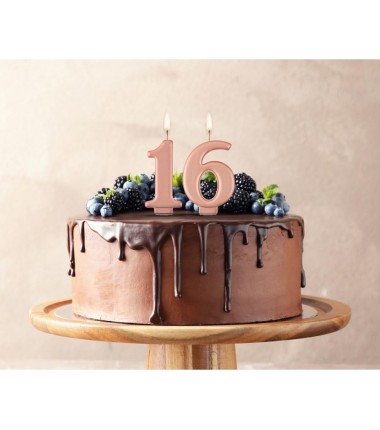 Świeczka różowozłota - cyfra 1