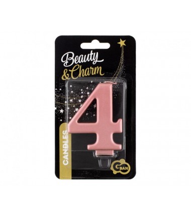 Świeczka różowozłota - cyfra 4