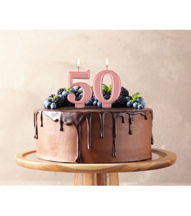 Świeczka różowozłota - cyfra 5