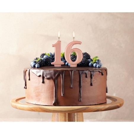 Świeczka różowozłota - cyfra 6