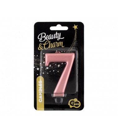 Świeczka różowozłota - cyfra 7