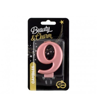 Świeczka różowozłota - cyfra 9