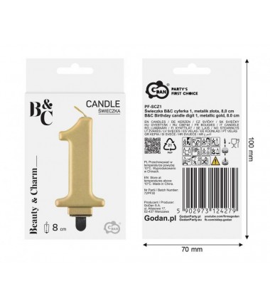Świeczka złota - cyfra 1