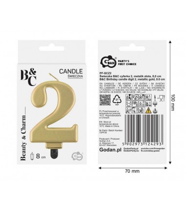 Świeczka złota - cyfra 2