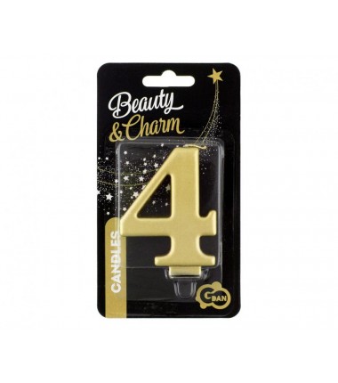 Świeczka złota - cyfra 4