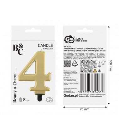 Świeczka złota - cyfra 4