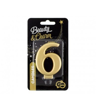Świeczka złota - cyfra 6