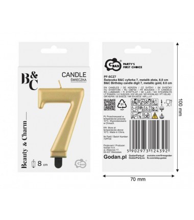 Świeczka złota - cyfra 7