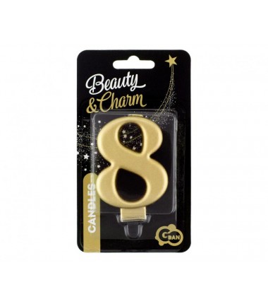 Świeczka złota - cyfra 8