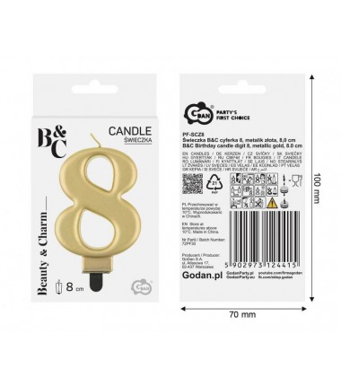 Świeczka złota - cyfra 8