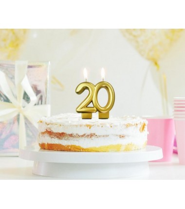 Świeczka złota metaliczna - cyfra 20