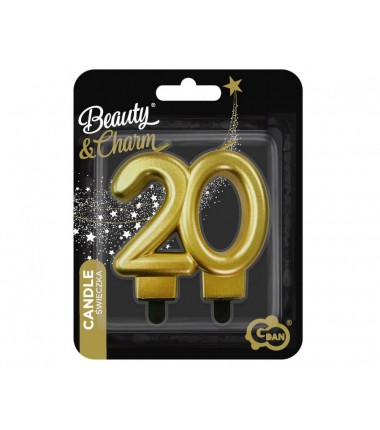 Świeczka złota metaliczna - cyfra 20