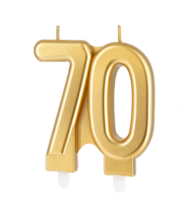 Świeczka złota metaliczna - cyfra 70