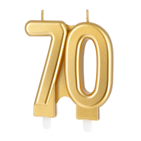 Świeczka złota metaliczna - cyfra 70