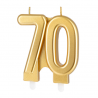 Świeczka złota metaliczna - cyfra 70