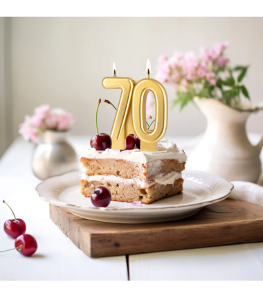 Świeczka złota metaliczna - cyfra 70