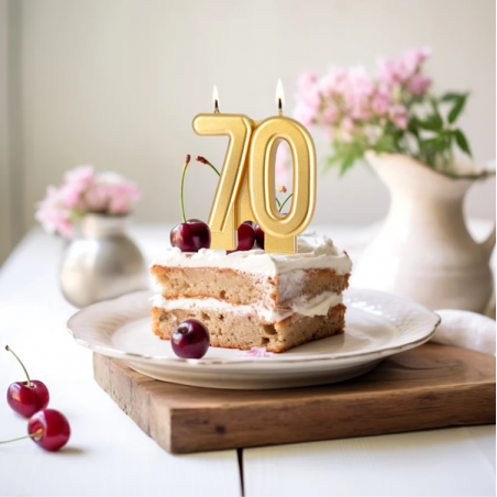 Świeczka złota metaliczna - cyfra 70