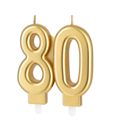 Świeczka złota metaliczna 7,7 cm - cyfra 80