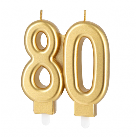 Świeczka złota metaliczna 7,7 cm - cyfra 80